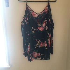 Open shoulder plus size blouse